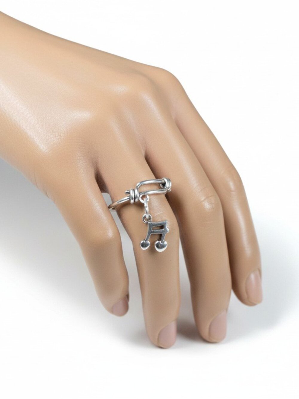 Unisex Sterling Silver Music Note Charm Ring Signed LA Size 10
